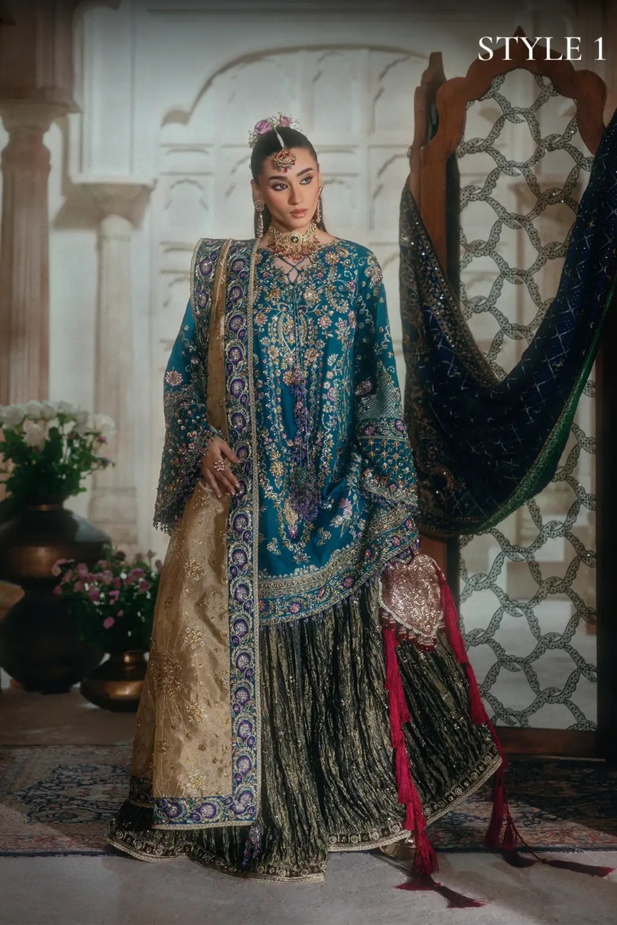 AIK Atelier B2607 teal blue embroidered medium silk stitched wedding suit from Wedding Festive 26 Vol 2
