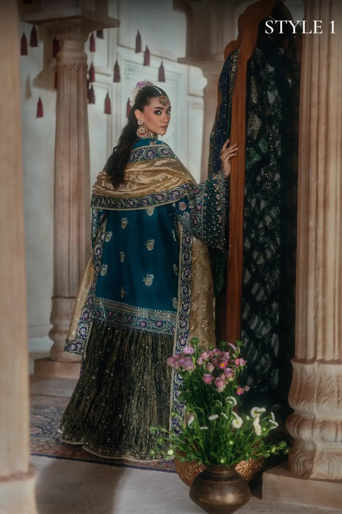 AIK Atelier B2607 teal blue embroidered medium silk stitched wedding suit from Wedding Festive 26 Vol 2
