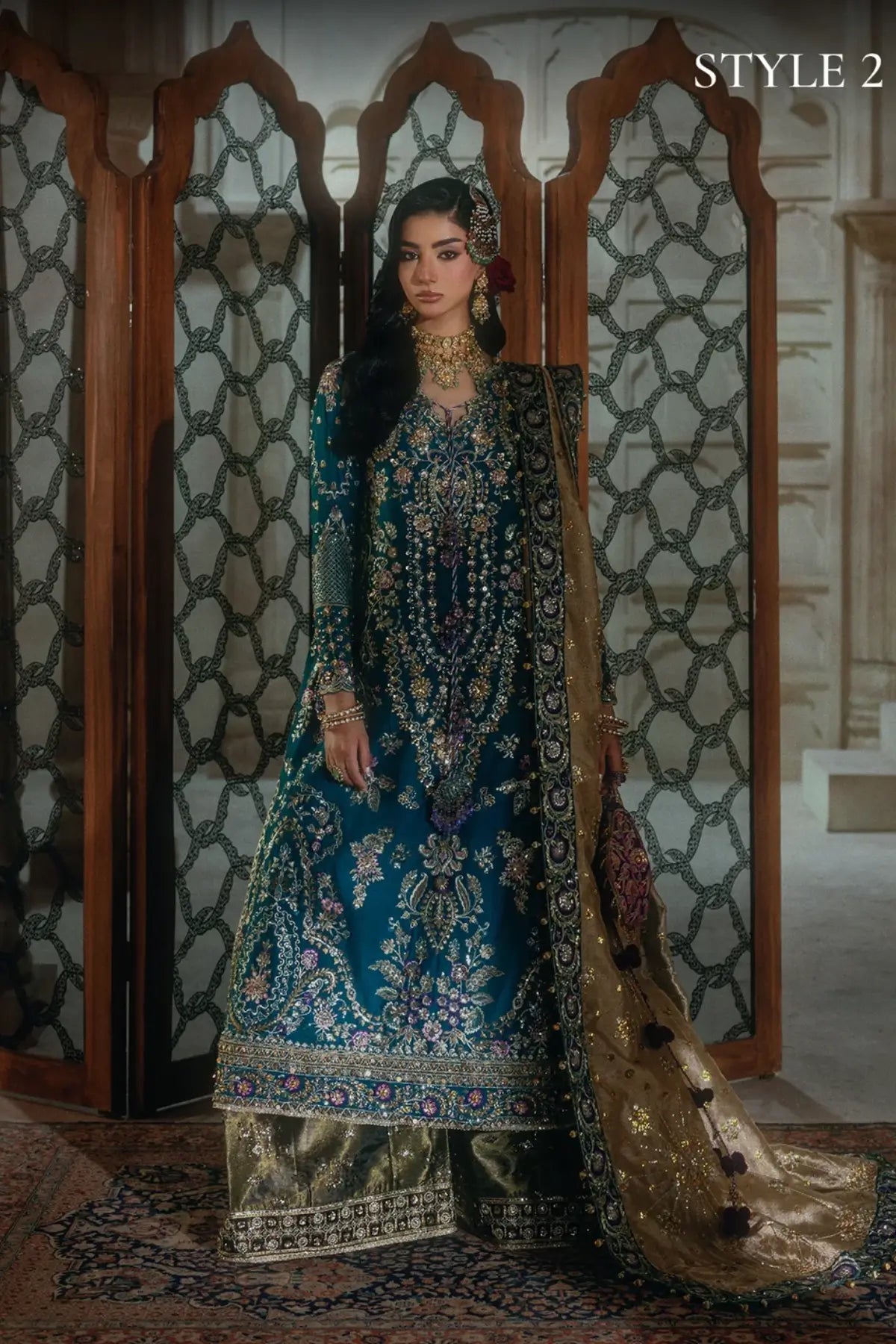 AIK Atelier B2607 teal blue embroidered medium silk stitched wedding suit from Wedding Festive 26 Vol 2