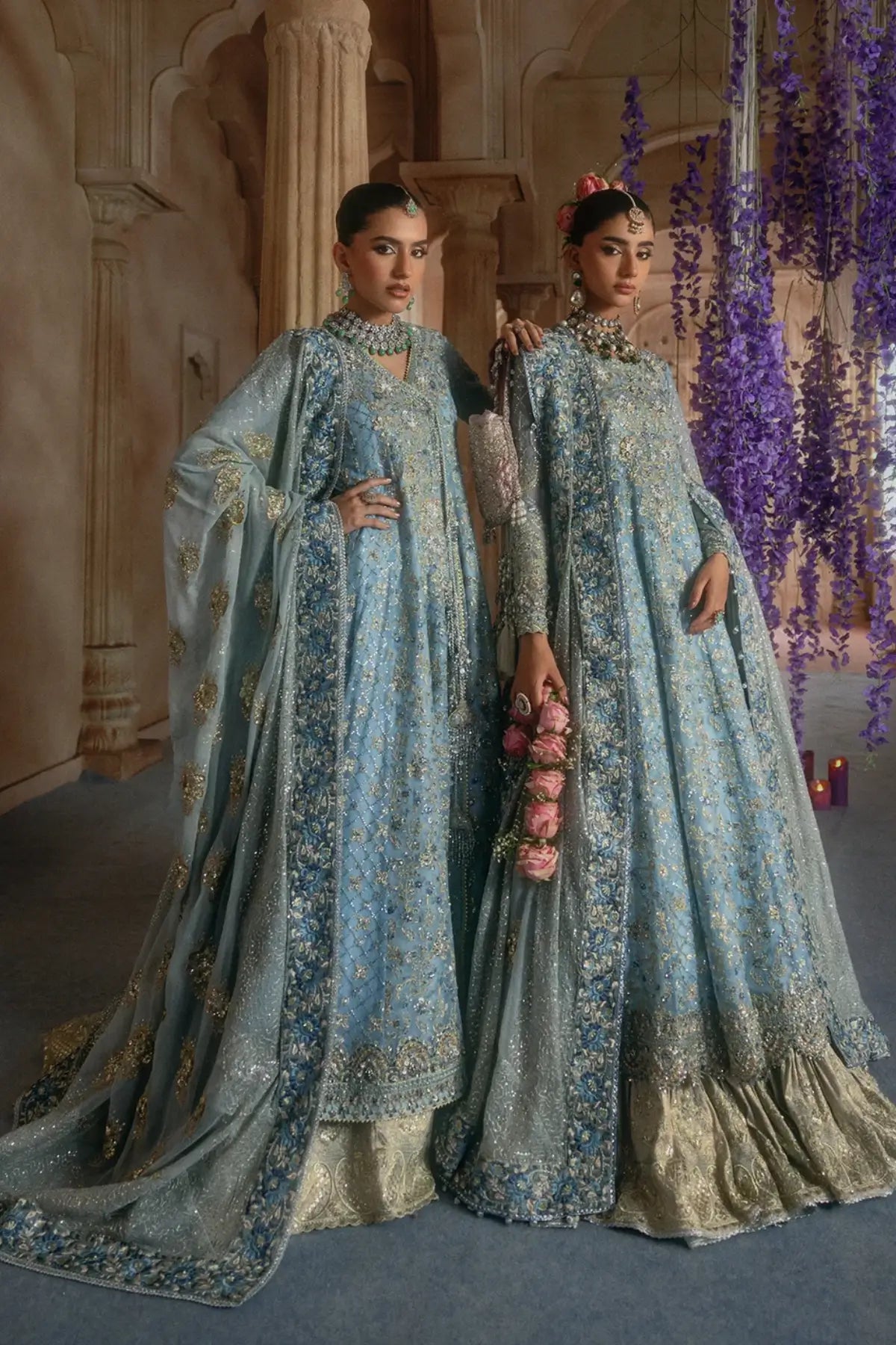 AIK Atelier B2608 light blue embroidered chiffon stitched wedding suit from Wedding Festive 26 Vol 2