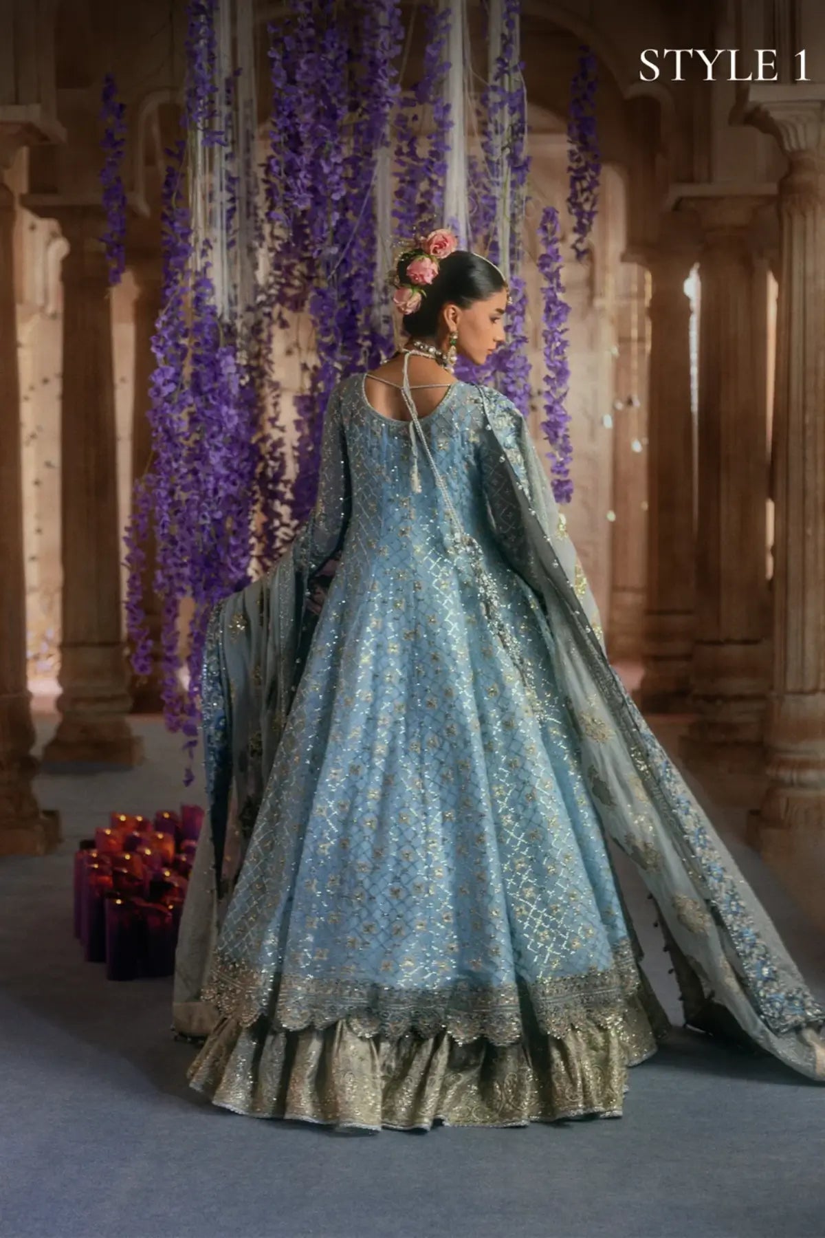 AIK Atelier B2608 light blue embroidered chiffon stitched wedding suit from Wedding Festive 26 Vol 2