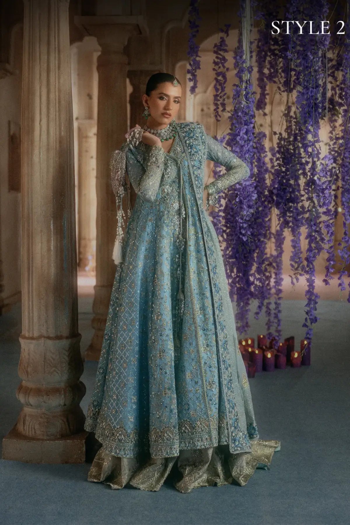AIK Atelier B2608 light blue embroidered chiffon stitched wedding suit from Wedding Festive 26 Vol 2