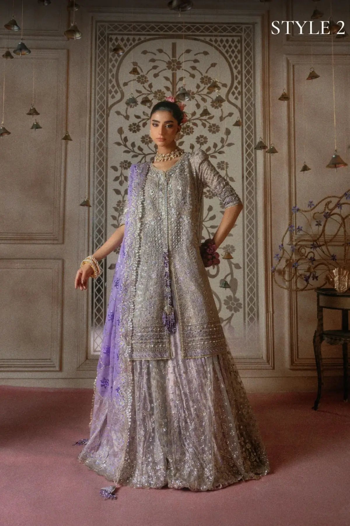 AIK Atelier B2609 lilac Zari Khaadi Net stitched wedding suit from Wedding Festive 26 Vol 2