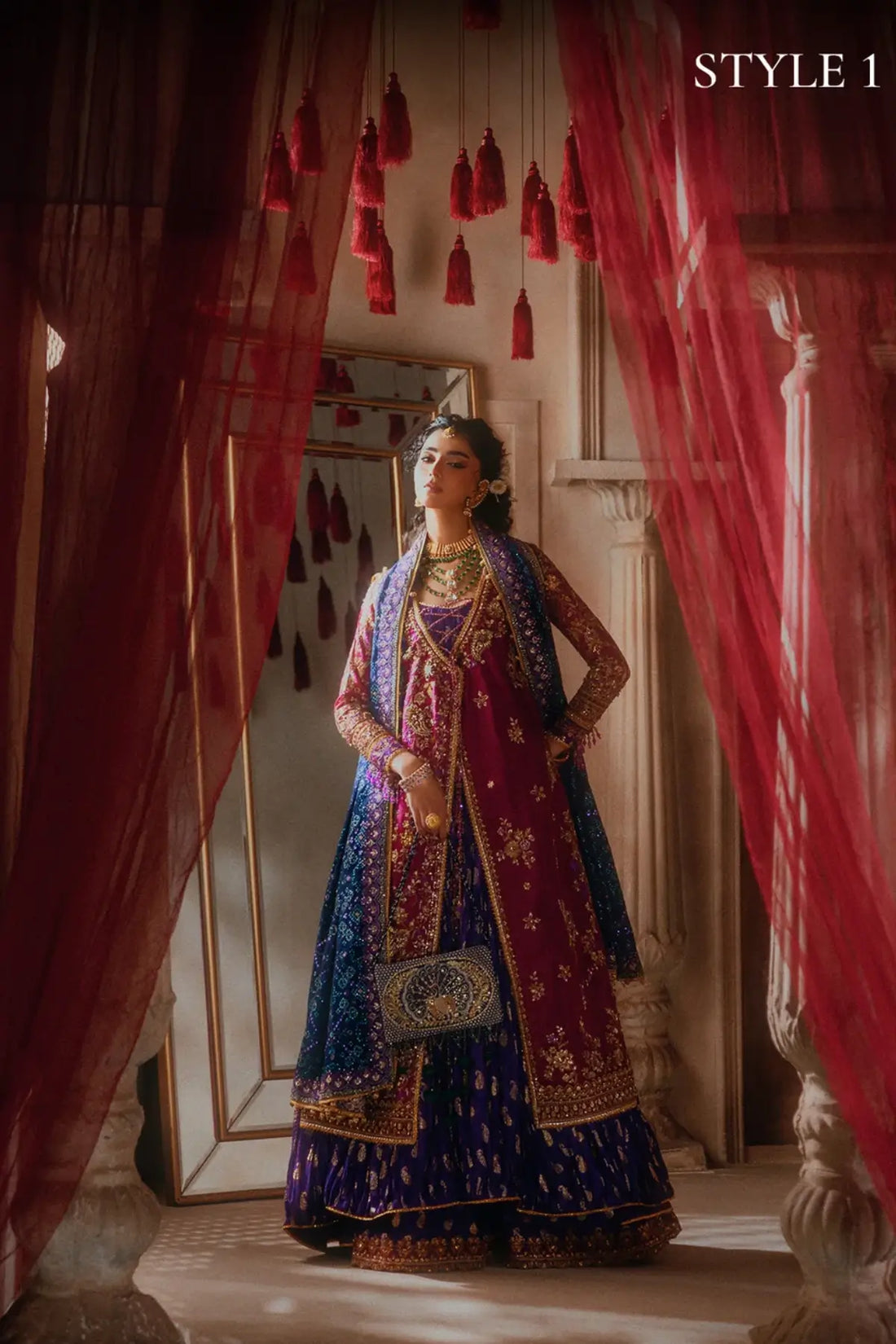 AIK Look B2610 magenta Kataan silk stitched Pakistani wedding suit from Wedding Festive 26 Vol 2