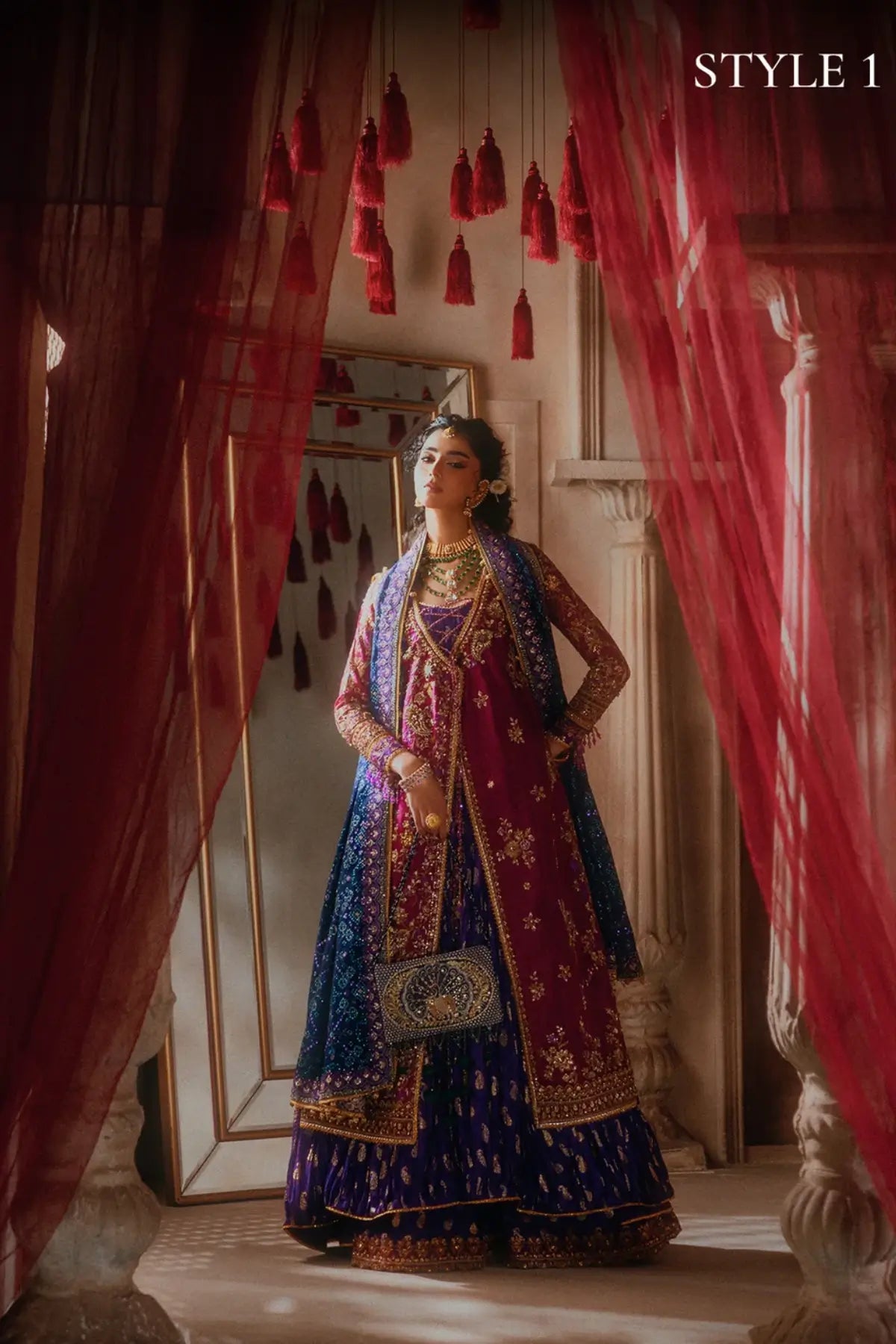 AIK Look B2610 magenta Kataan silk stitched Pakistani wedding suit from Wedding Festive 26 Vol 2