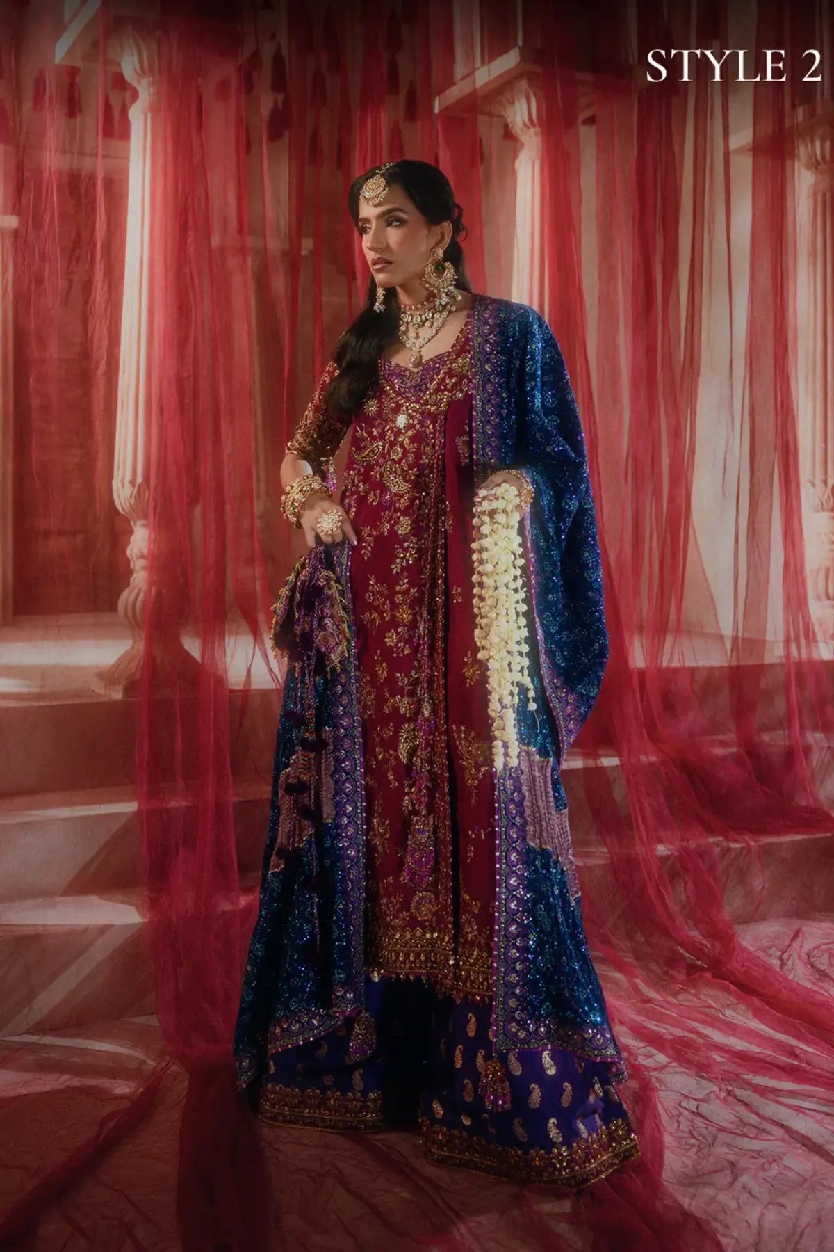 AIK Look B2610 magenta Kataan silk stitched Pakistani wedding suit from Wedding Festive 26 Vol 2
