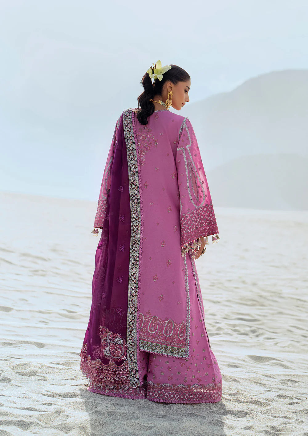 Look 01- Pink and Plum Embroidered Lawn Ensemble '25 Vol.1 By- Aik