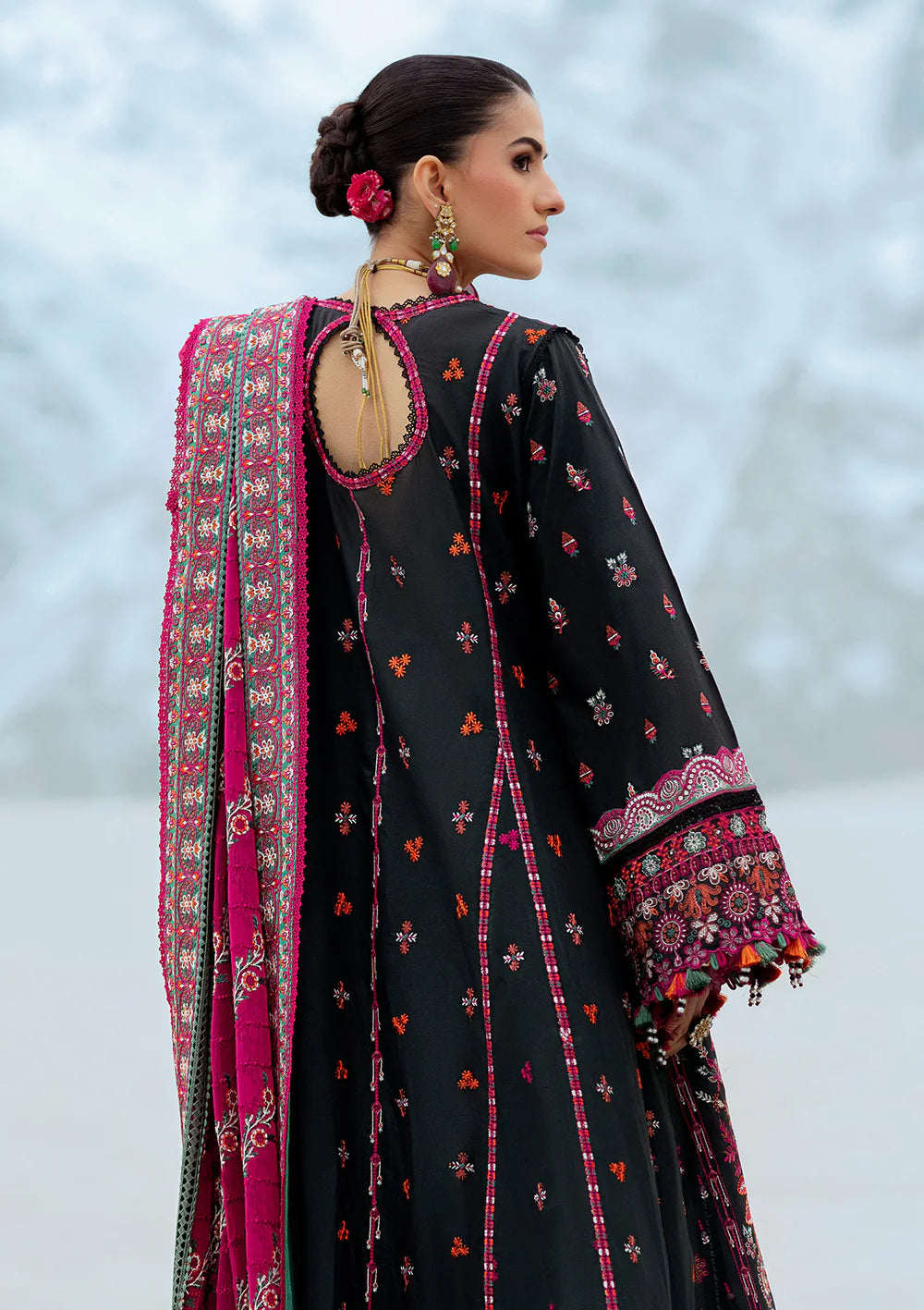 Look 04- Black Embroidered Lawn Ensemble '25 Vol.1 By- Aik