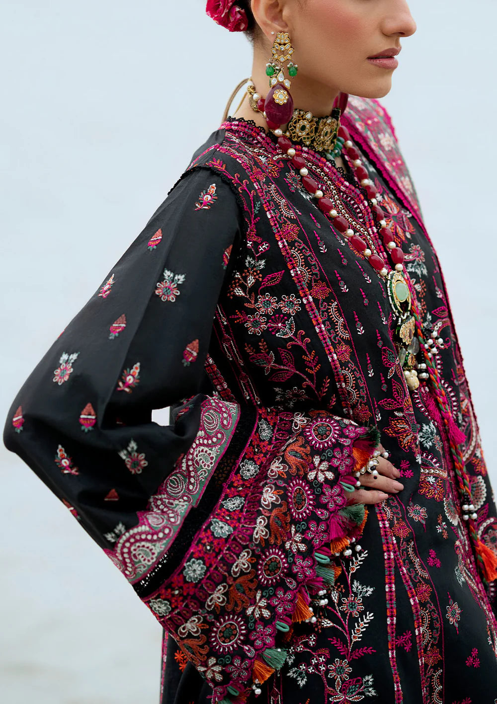 Look 04- Black Embroidered Lawn Ensemble '25 Vol.1 By- Aik