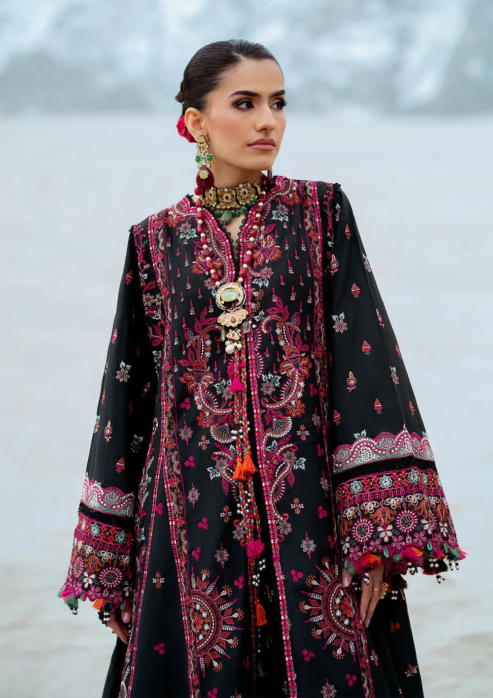 Look 04- Black Embroidered Lawn Ensemble '25 Vol.1 By- Aik