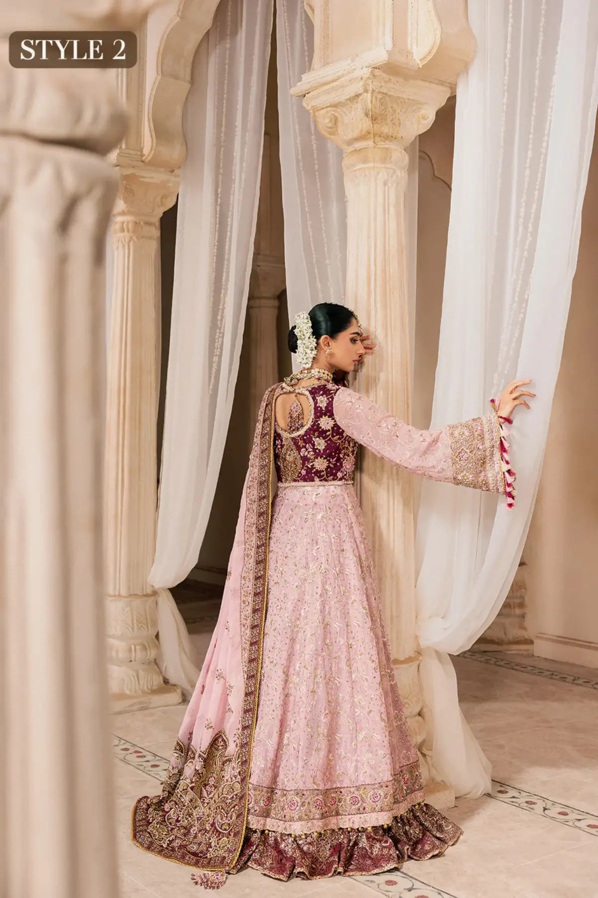 AIK Look 10 pink plum stitched Pakistani wedding dress with kalidar and gharara from Wedding Festive 26