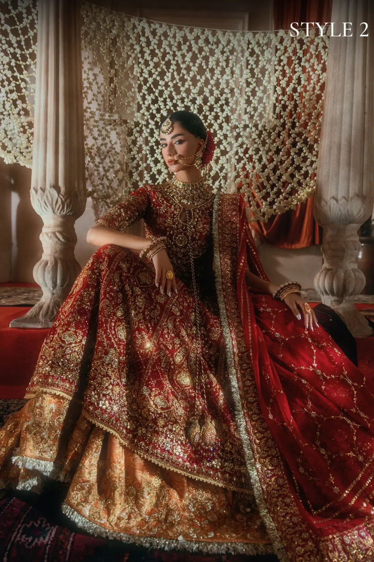 AIK Atelier B2604 red embroidered chiffon stitched Pakistani wedding suit from Wedding Festive 26 Vol 2
