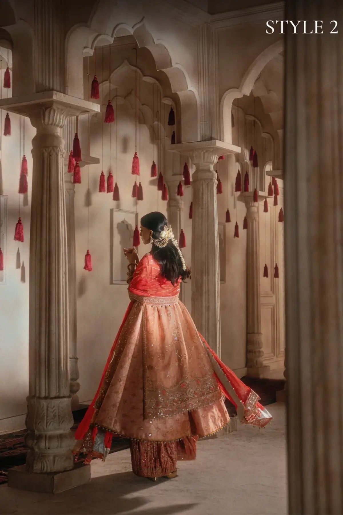 AIK Atelier B2606 peach Zari Khaadi Net stitched Pakistani wedding suit from Wedding Festive 26 Vol 2