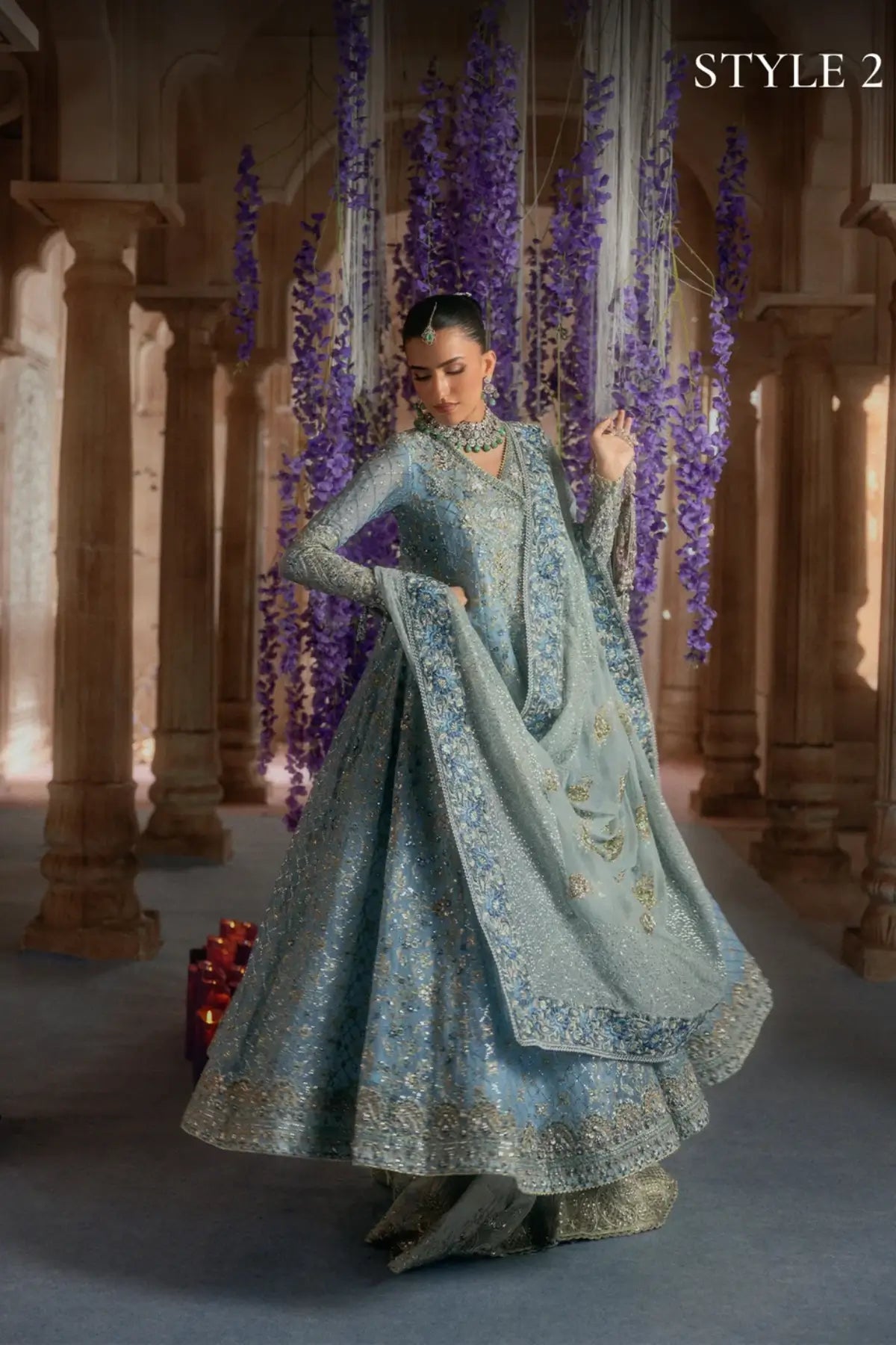AIK Atelier B2608 light blue embroidered chiffon stitched wedding suit from Wedding Festive 26 Vol 2