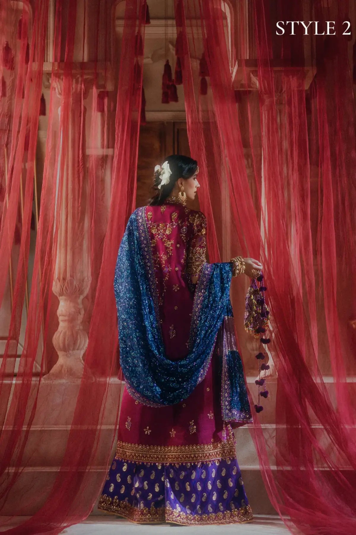 AIK Look B2610 magenta Kataan silk stitched Pakistani wedding suit from Wedding Festive 26 Vol 2