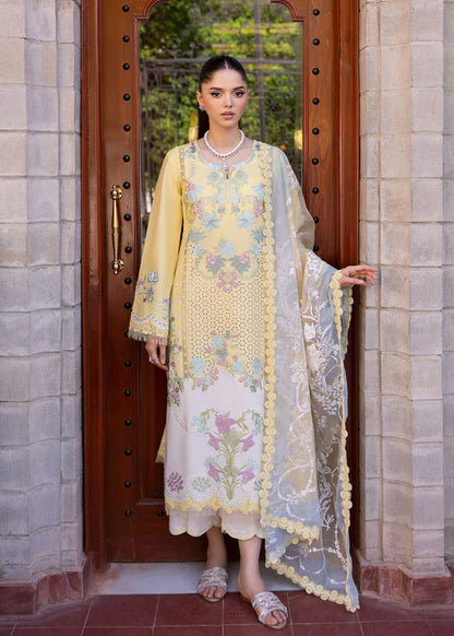 Lotus Reverie 4-A-Embroidered Lawn Suit in Primrose Yellow for Party & Occasion Wear-Saira Shakira