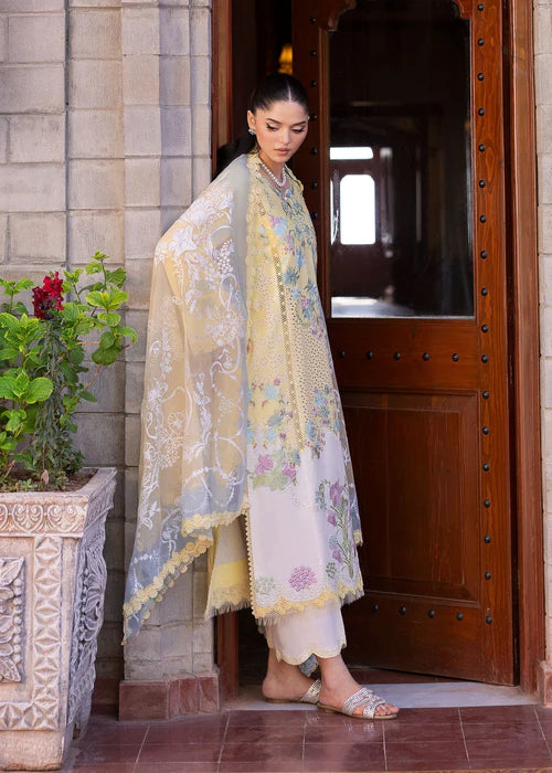 Lotus Reverie 4-A-Embroidered Lawn Suit in Primrose Yellow for Party & Occasion Wear-Saira Shakira