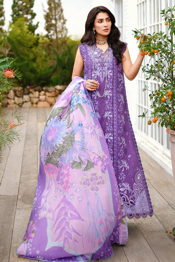 Purple Lovers Lane by Mushq chikan embroidered lawn 3PC suit with silk dupatta and lace details
