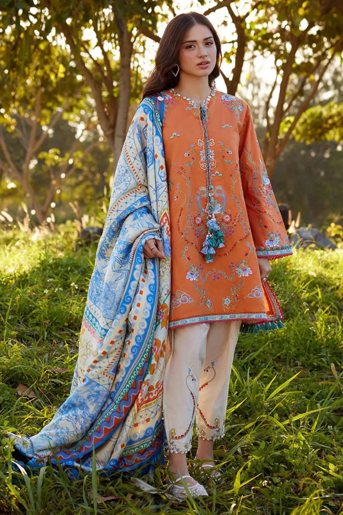 ucia Burnt Orange by Farah Talib Aziz embroidered luxury lawn stitched 3PC suit