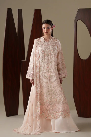 Lumi Emaan Adeel Nouvelle Luxury Chiffon Peach Embroidered Stitched 3PC Suit | Pakistanimoda