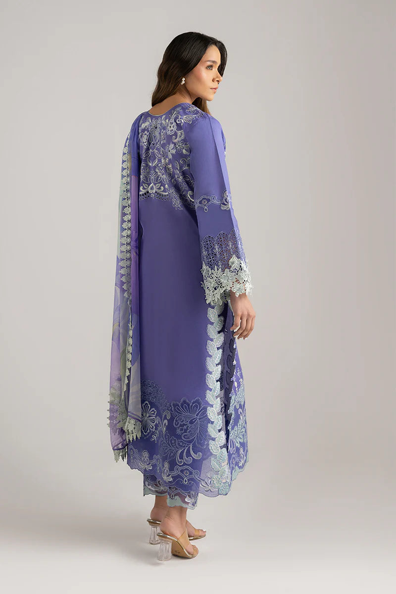 Luminous Essence- Blue Manaram Luxury lawn Outfit By- Mushq