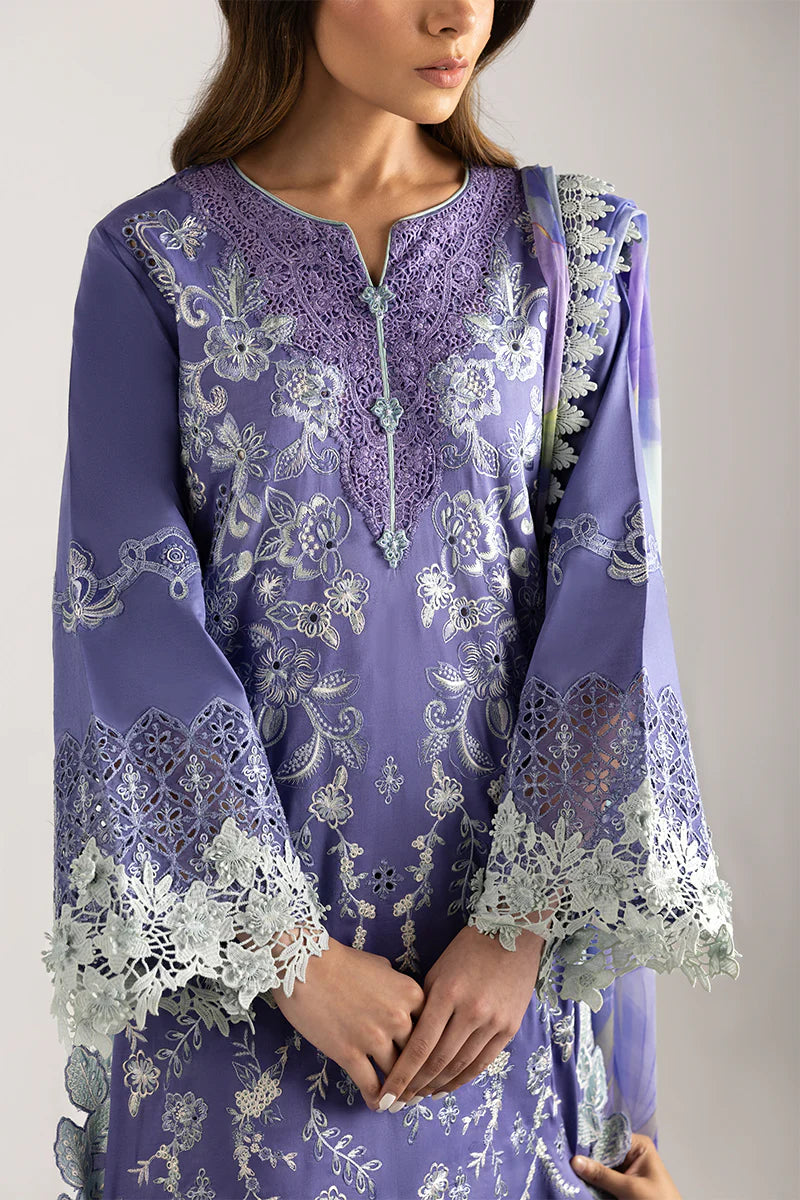 Luminous Essence- Blue Manaram Luxury lawn Outfit By- Mushq