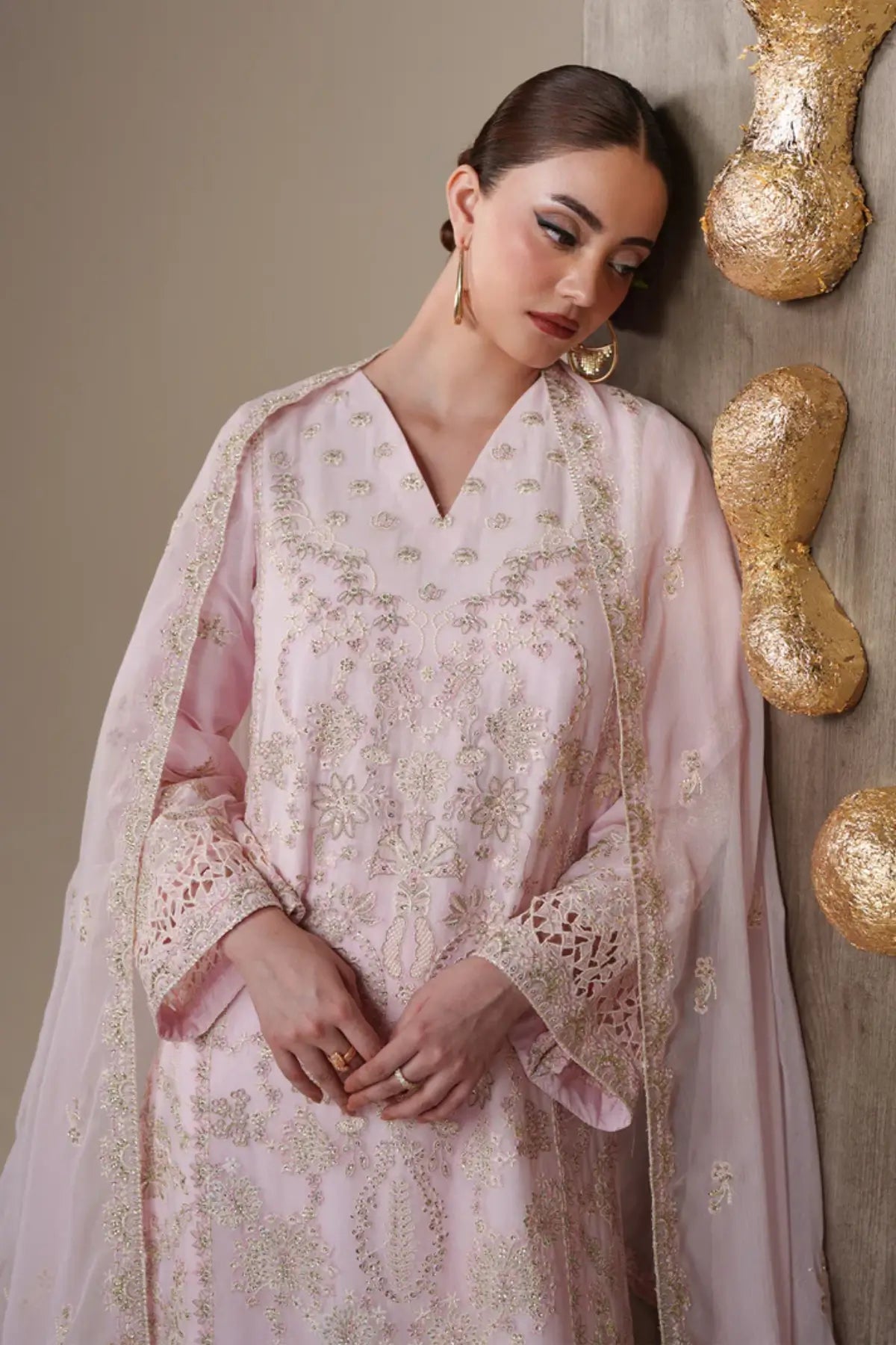 Lune Emaan Adeel Nouvelle Luxury Chiffon Pink Embroidered Stitched 3PC Suit | Pakistanimoda