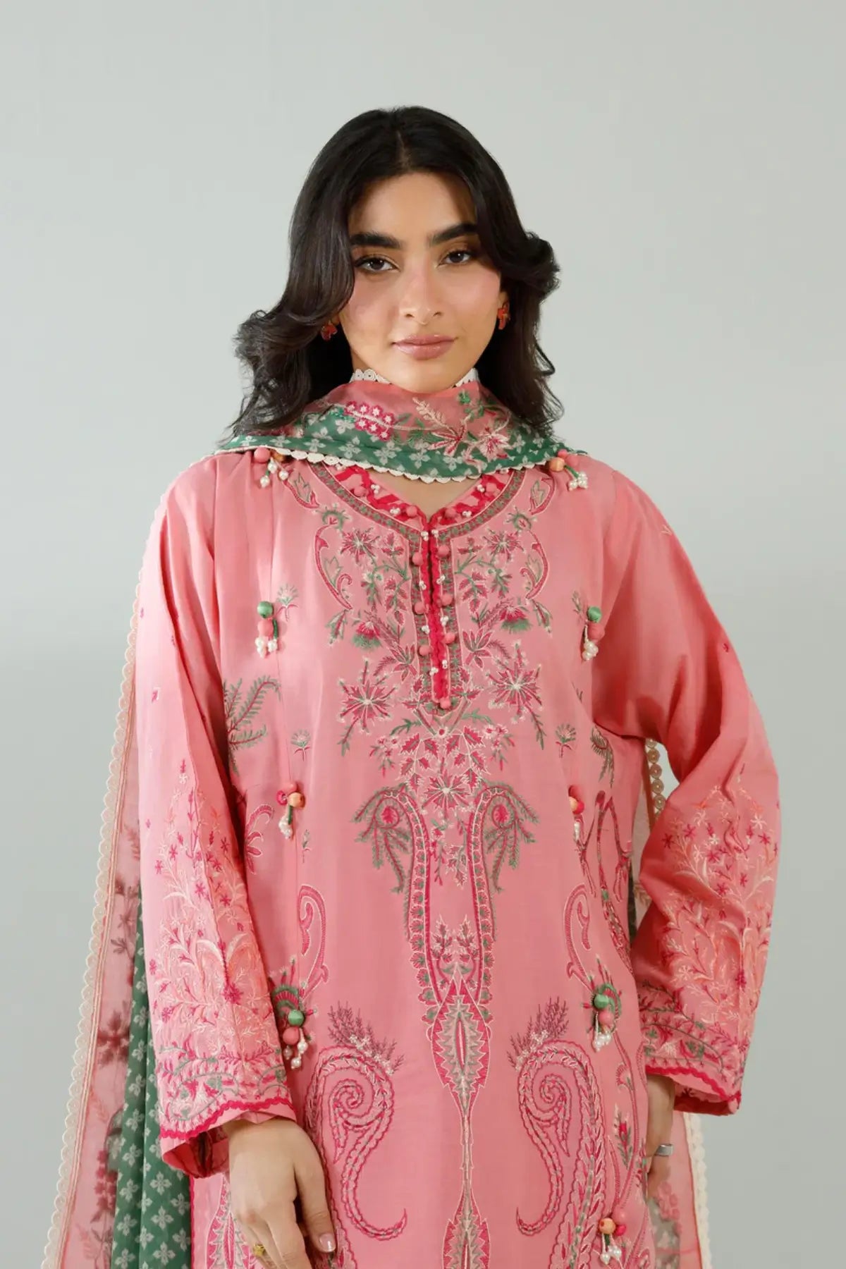 M262-005A pink Sana Safinaz Muzlin Summer 26 stitched suit with chiffon dupatta