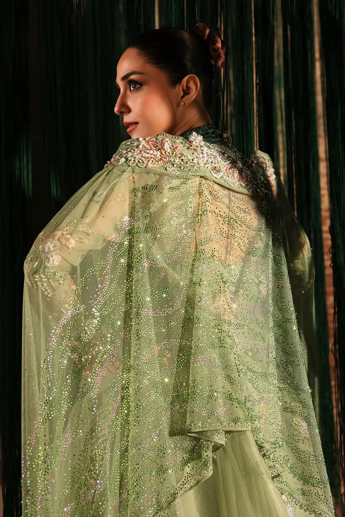 Crimson MATWALI JHILMIL mint luxury stitched suit with sequin embroidery and silk lower