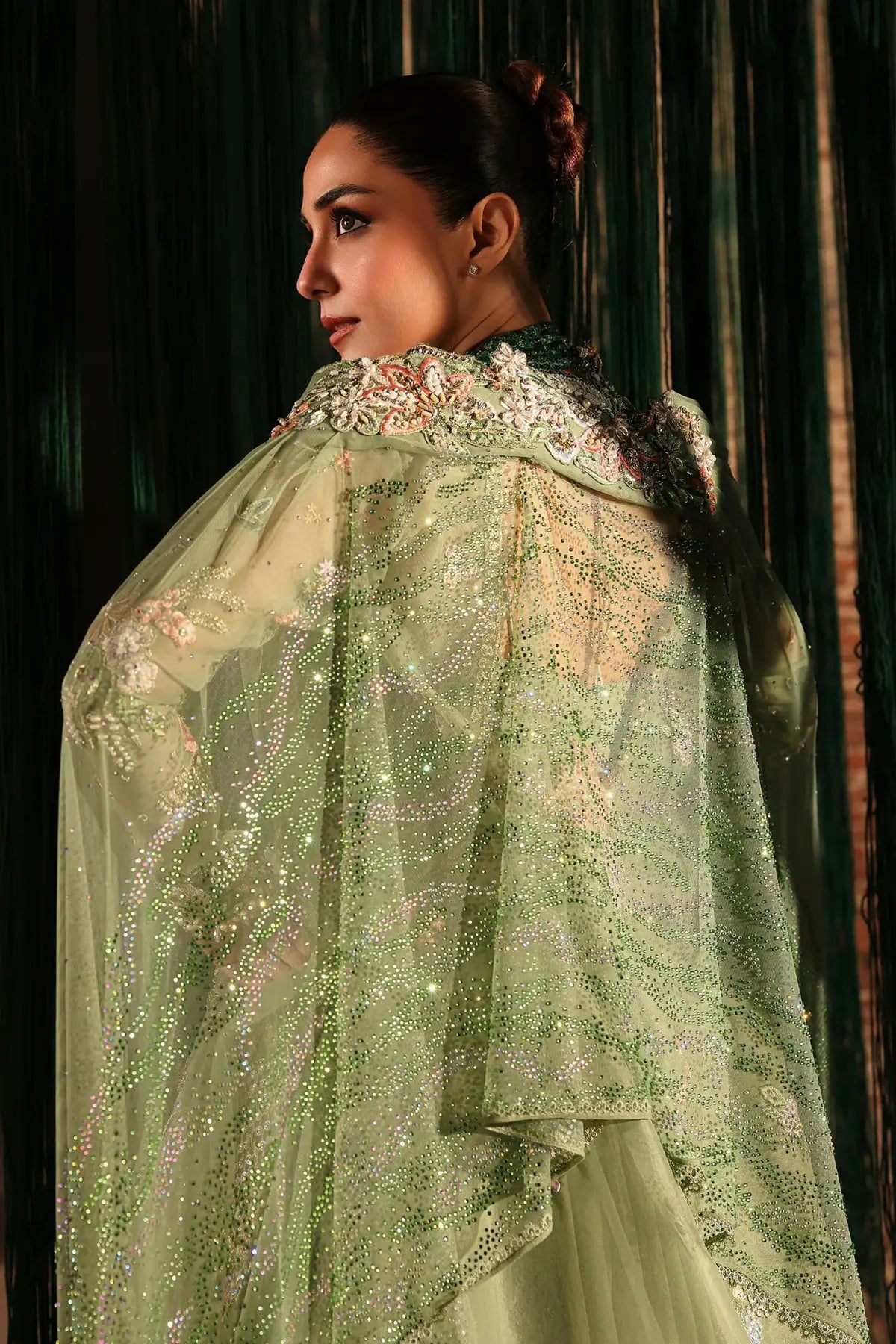 Crimson MATWALI JHILMIL mint luxury stitched suit with sequin embroidery and silk lower