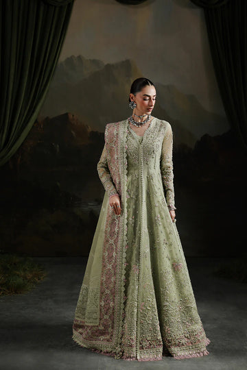 Qalamkar MF-02 Sage Aura stitched Pakistani formal angrakha outfit