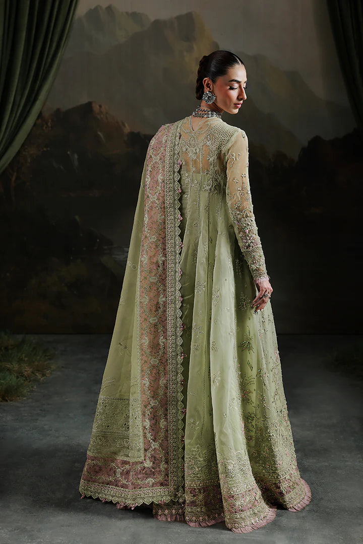Qalamkar MF-02 Sage Aura stitched Pakistani formal angrakha outfit