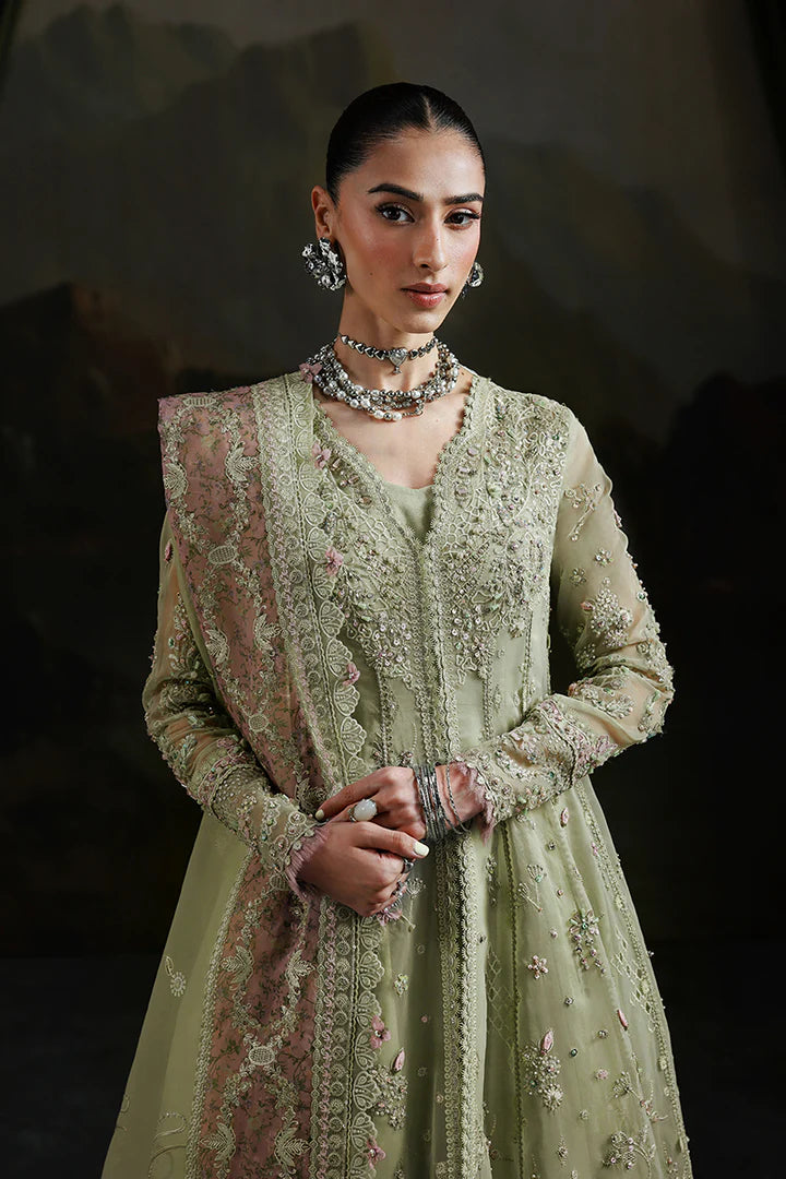 Qalamkar MF-02 Sage Aura stitched Pakistani formal angrakha outfit