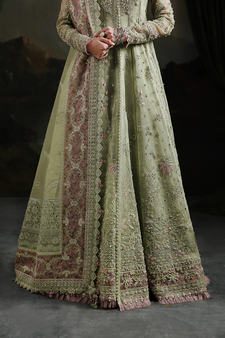 Qalamkar MF-02 Sage Aura stitched Pakistani formal angrakha outfit