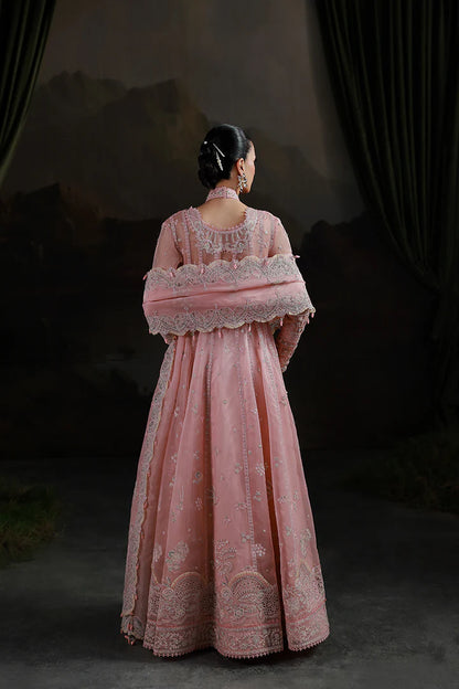 MF-03 Blush Reverie Qalamkar embroidered Pishwas with lehenga online