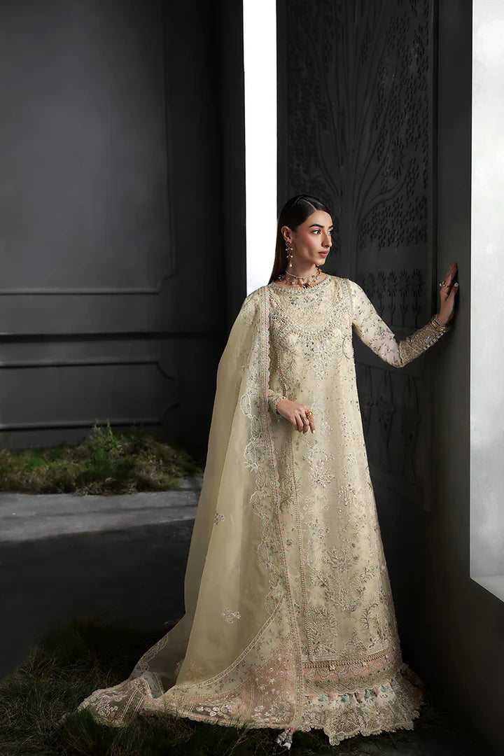 MF-04 Ivory Grace stitched Pakistani organza suit for bridal and party wear