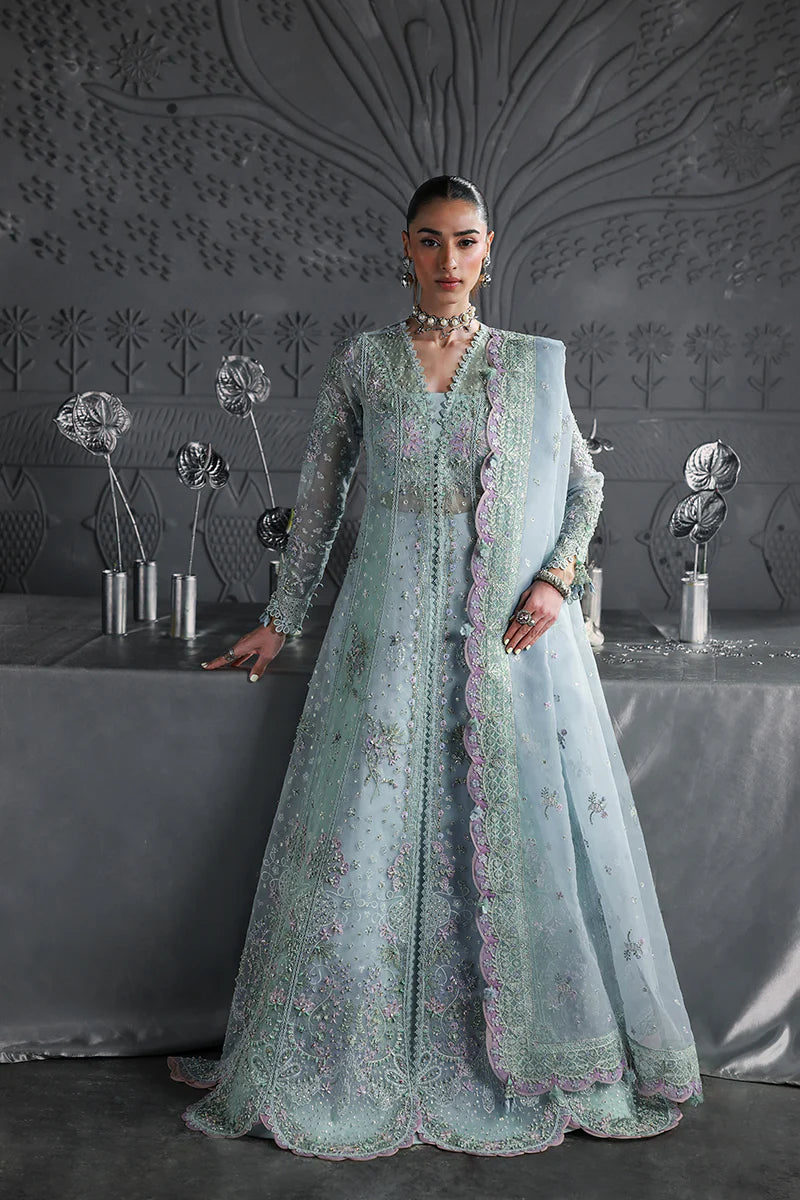 Qalamkar MF-08 Serene Aqua stitched Pakistani Anarkali dress
