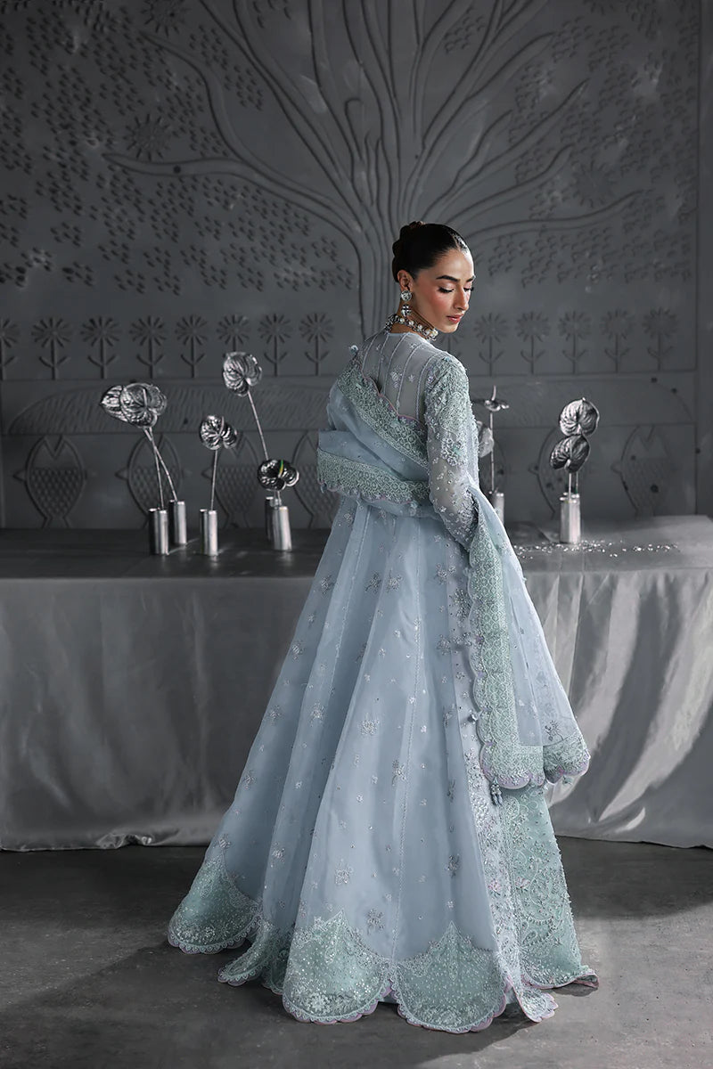 Qalamkar MF-08 Serene Aqua stitched Pakistani Anarkali dress
