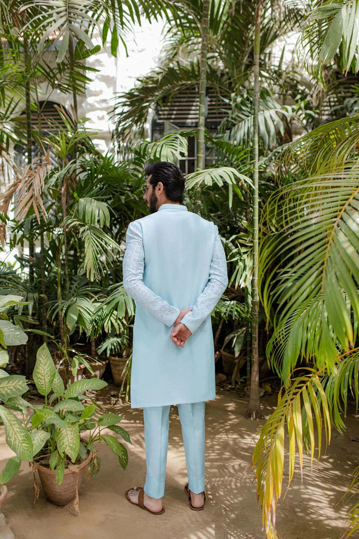 MP-03- Sophisticated Ice Blue Kurta Set Tailored For Stylish Men