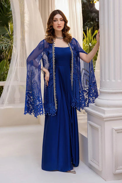 MPC-25-103 Maria B Royal Blue Luxury Stitched Chiffon Suit with 3D Embroidery, Diamantes & Dupatta – Pakistanimoda.com