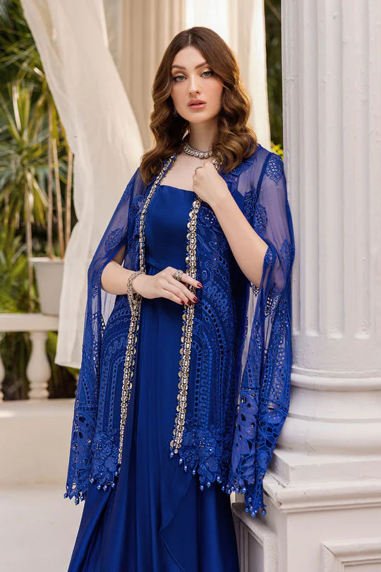 MPC-25-103 Maria B Royal Blue Luxury Stitched Chiffon Suit with 3D Embroidery, Diamantes & Dupatta – Pakistanimoda.com