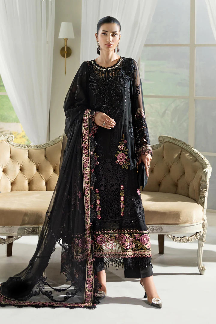 MPC-25-104 Black Luxury Chiffon Suit by Maria B with Embroidered Dupatta – Eid & Festive Wear Online at Pakistanimoda.com