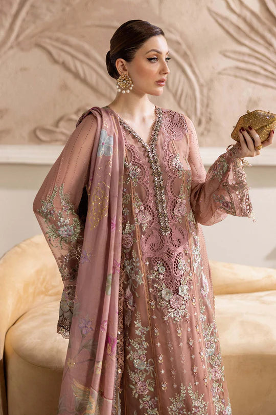 MPC-25-105 Designer Maria B Tea Pink Stitched Chiffon Suit with 3D Embroidery and Foil Silk Dupatta – Pakistanimoda.com