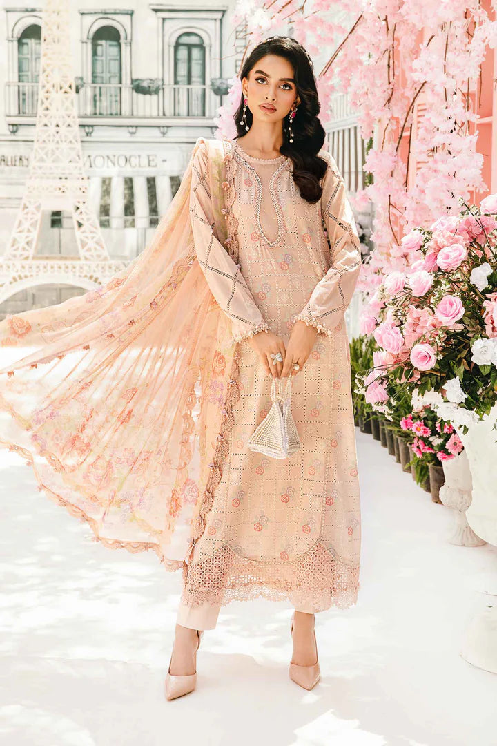 MPT-2601-A- Soft Pink Embroidered Lawn Suit By Maria.B