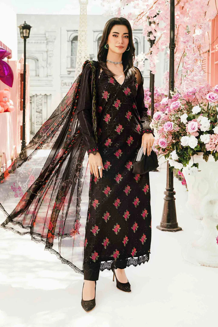 MPT-2601-B- Black Embroidered Lawn Suit By Maria.B
