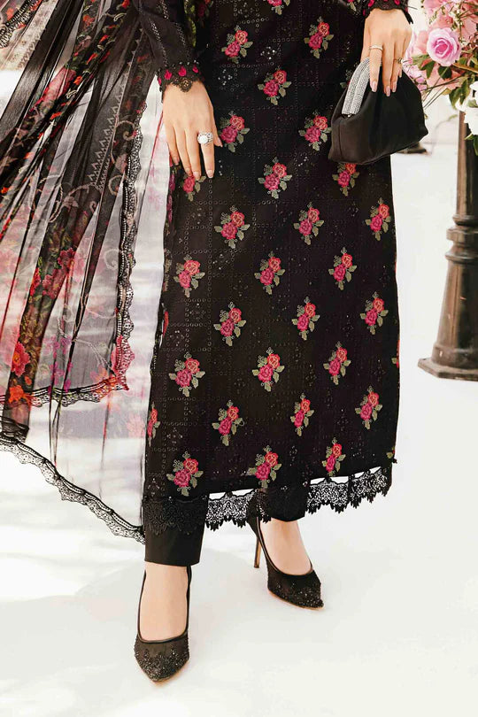 MPT-2601-B- Black Embroidered Lawn Suit By Maria.B
