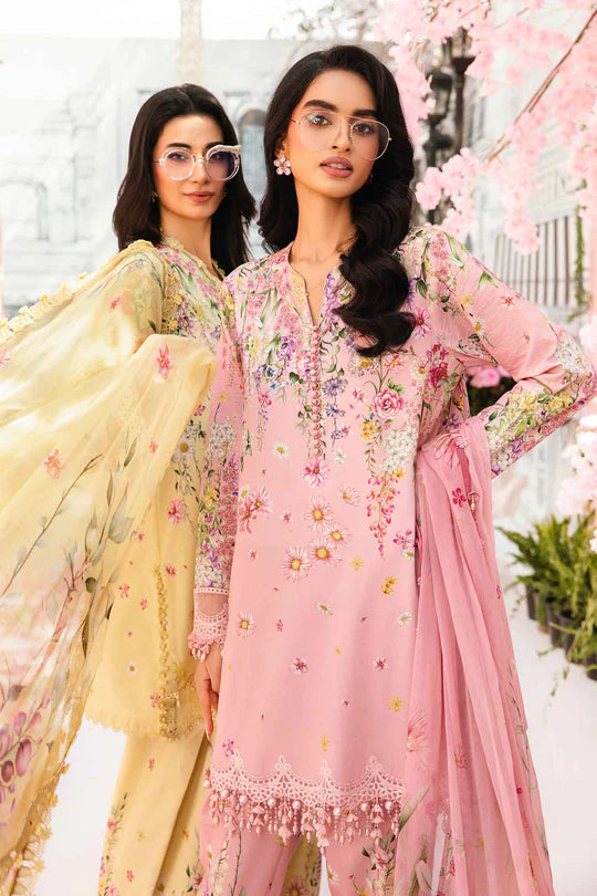 MPT-2603-A- Soft Yellow Embroidered Lawn Suit By Maria.B
