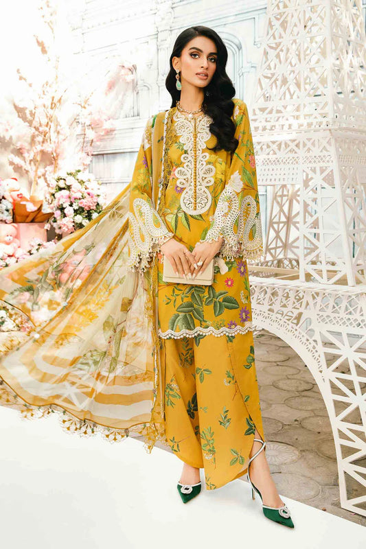 MPT-2604-B- Deep Mustard Embroidered Lawn Suit By Maria.B