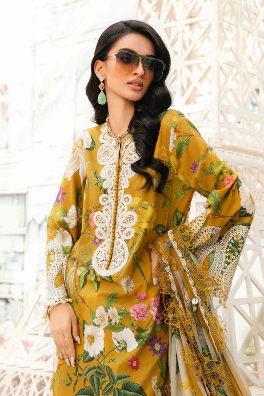 MPT-2604-B- Deep Mustard Embroidered Lawn Suit By Maria.B