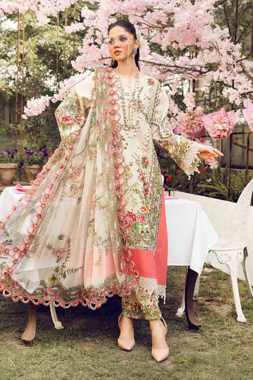 MPT-2605-A- Grey & Green Embroidered Lawn Suit By Maria.B